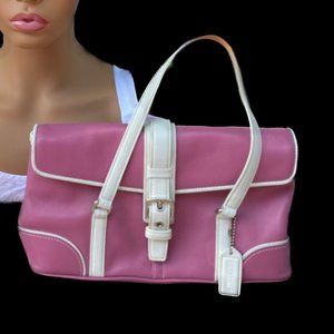 SALE! New Vintage Coach Bright Barbie Pink and White Hand Bag End of Summer